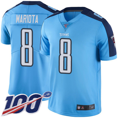 Tennessee Titans Limited Light Blue Men Marcus Mariota Jersey NFL Football #8 100th Season Rush Vapor Untouchable->tennessee titans->NFL Jersey